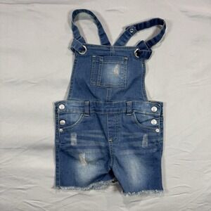 7 For All Mankind‎ Overalls Girls 3T Blue Cotton Stretch Denim Raw Hem